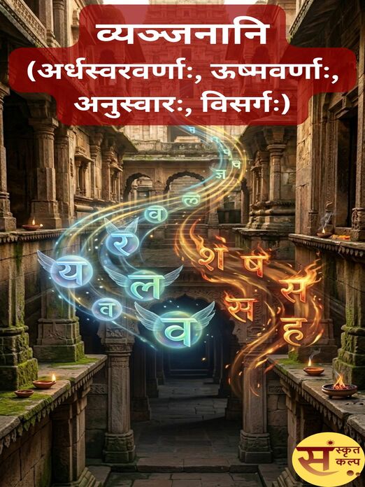 व्यञ्जनानि (अर्धस्वरवर्णाः, ऊष्मवर्णाः, अनुस्वारः, विसर्गः)